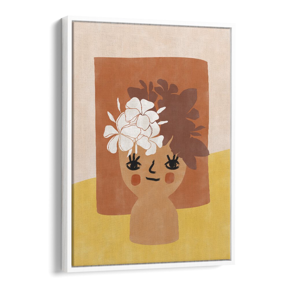 Cheerful HAPPY FLOWER POT, BOHO ART PAINTINGS by Elena Ristova, perfect for brightening any space with vibrant design.