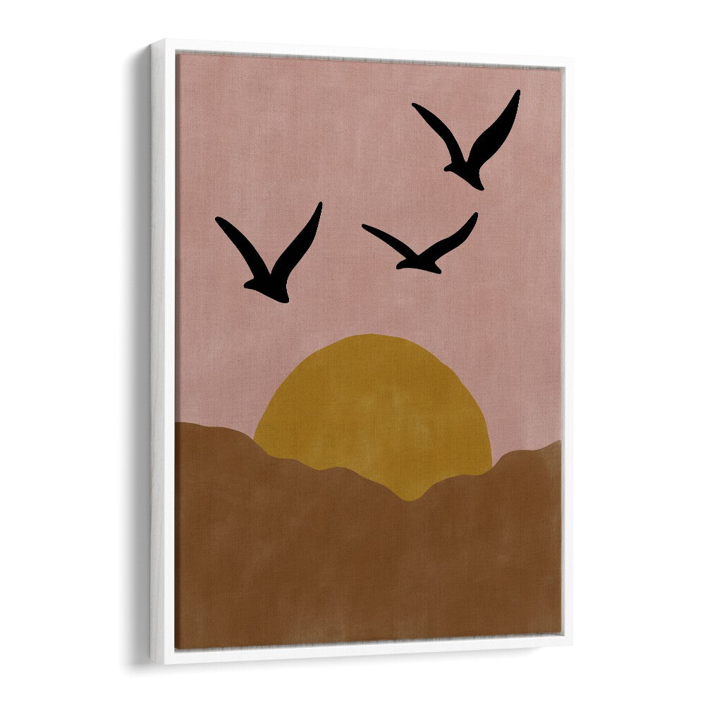 TWILIGHT, LANDSCAPE PAINTINGS by Elena Ristova features a serene sunset with birds, perfect for enhancing your space.
