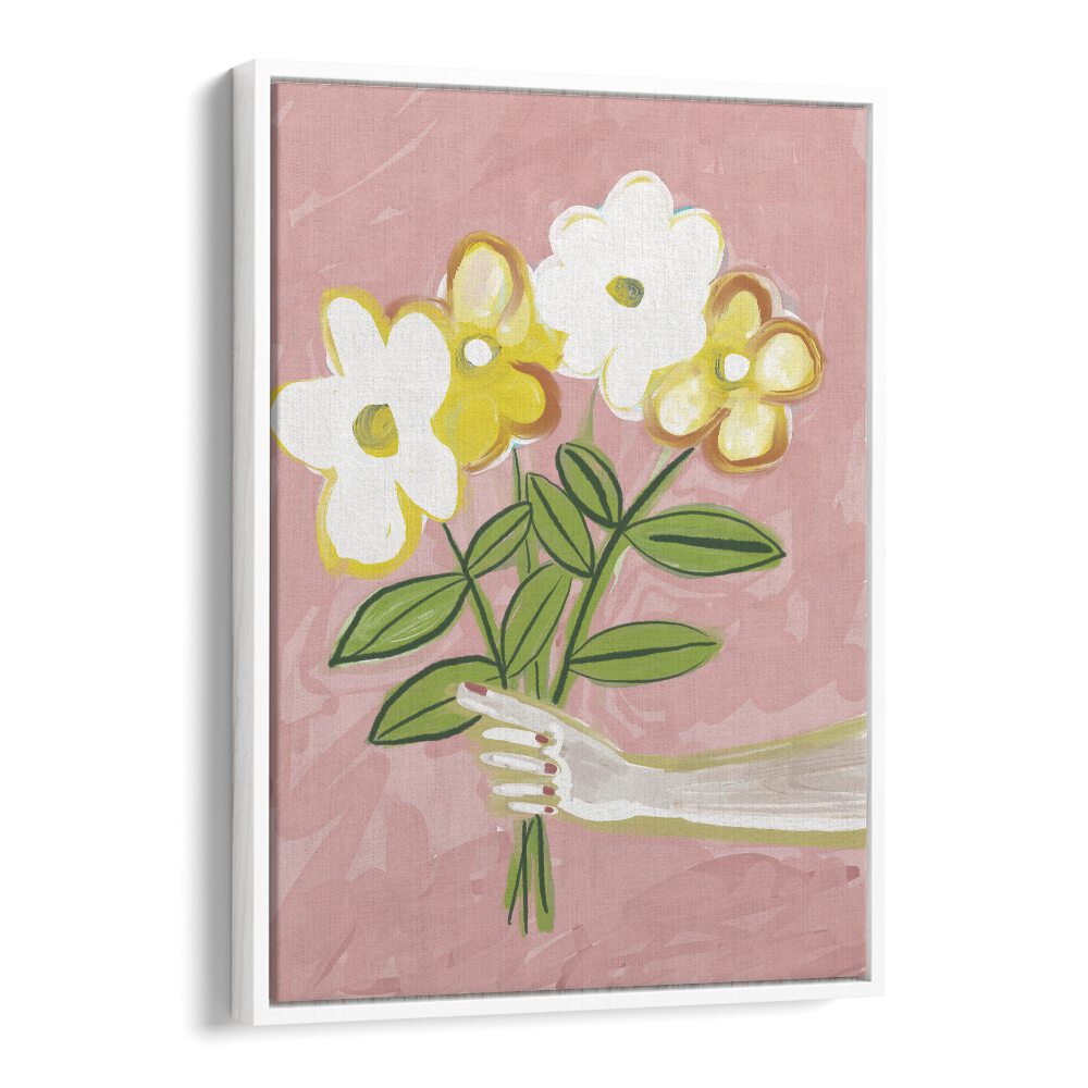 Vibrant Bunch of Flowers Pink and Yellow, a stunning floral painting by Sharyn Bursic, perfect for enhancing your space.