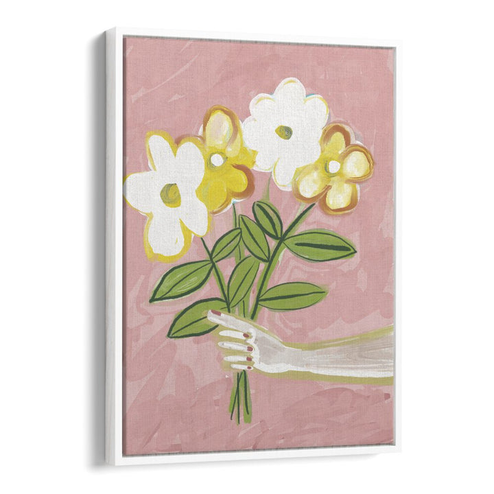 Vibrant Bunch of Flowers Pink and Yellow, a stunning floral painting by Sharyn Bursic, perfect for enhancing your space.
