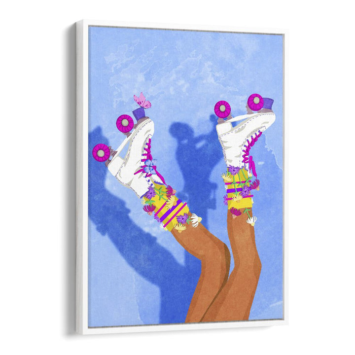 Colorful roller skates with flowers, showcasing creativity in SKATE LIKE A GIRL, FASHION POSTERS by Raissa Oltmanns.