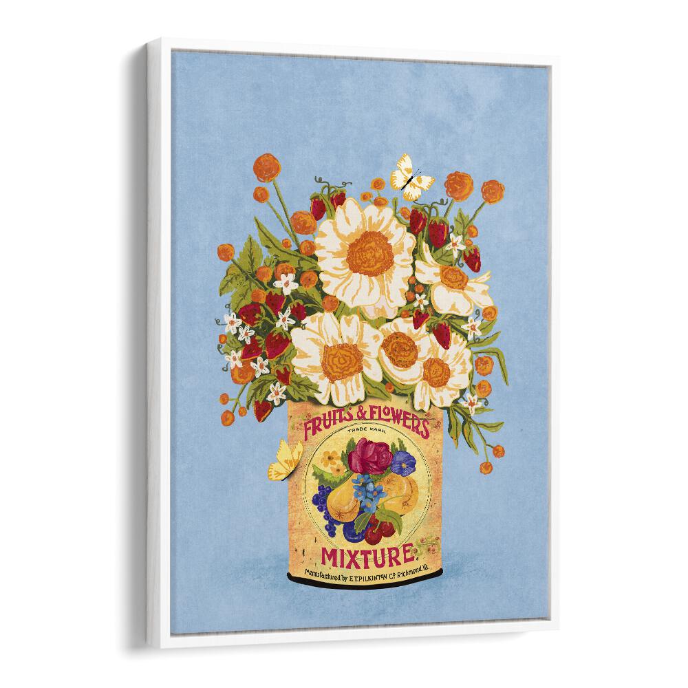 Vibrant floral flower painting, "Flowers In A Vintage Tea Can," adds elegance to any space. Perfect decor by Raissa Oltmanns.