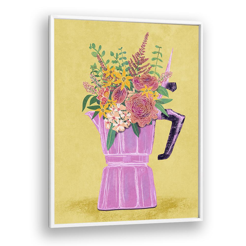 Espresso Maker with Flowers, a floral painting by Raissa Oltmanns, adds elegance and nature to your space.