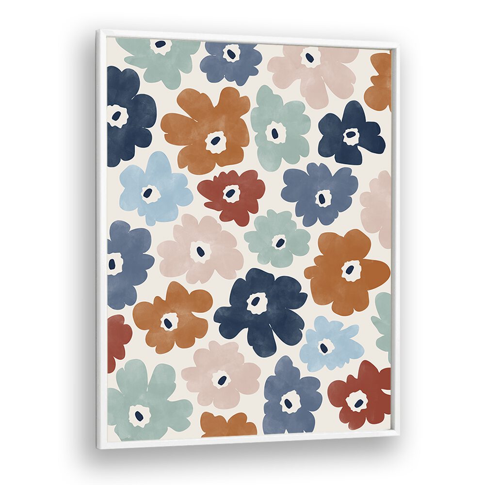 Bright and colorful BLUE TERRACOTTA FLOWERS, FLORAL FLOWER PAINTINGS by Elena Ristova enhance any space beautifully.