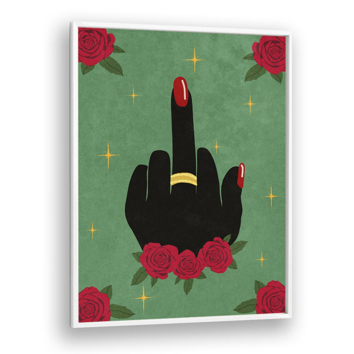 Bold "Middle Finger" fashion poster by Raissa Oltmanns, featuring roses and modern aesthetics for your space.
