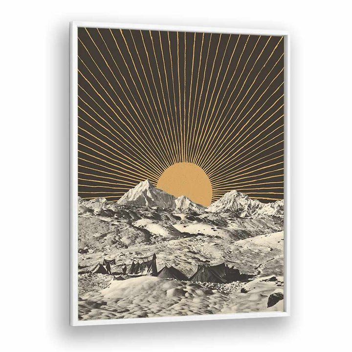 Stunning MOUNTAINSCAPE, LANDSCAPE PAINTINGS by Florent Bodart, featuring majestic mountains and a radiant sun.