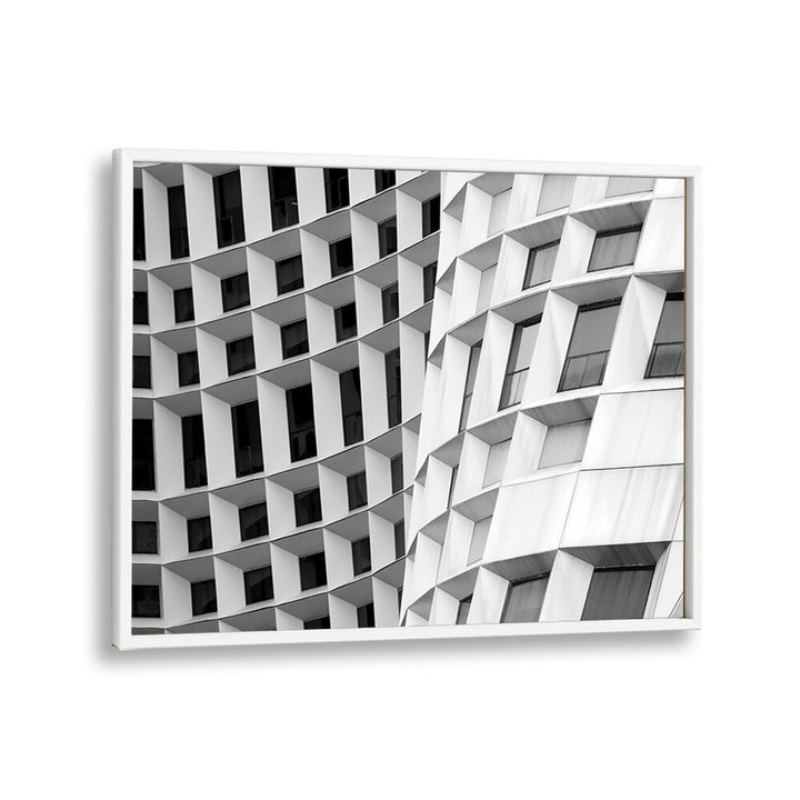 Stunning CURVED I, PHOTOGRAPHY PRINTS showcasing urban architecture in black and white, perfect for modern decor.