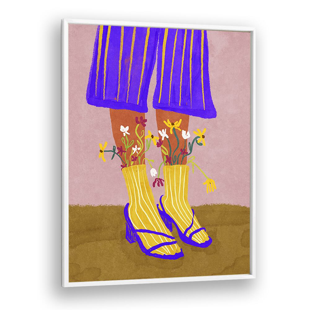 Colorful FASHION SHOOTY, FASHION POSTERS featuring stylish boots with flowers, by Raissa Oltmanns, perfect for decor.