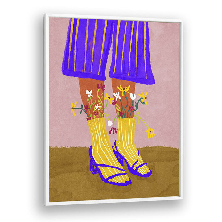 Colorful FASHION SHOOTY, FASHION POSTERS featuring stylish boots with flowers, by Raissa Oltmanns, perfect for decor.
