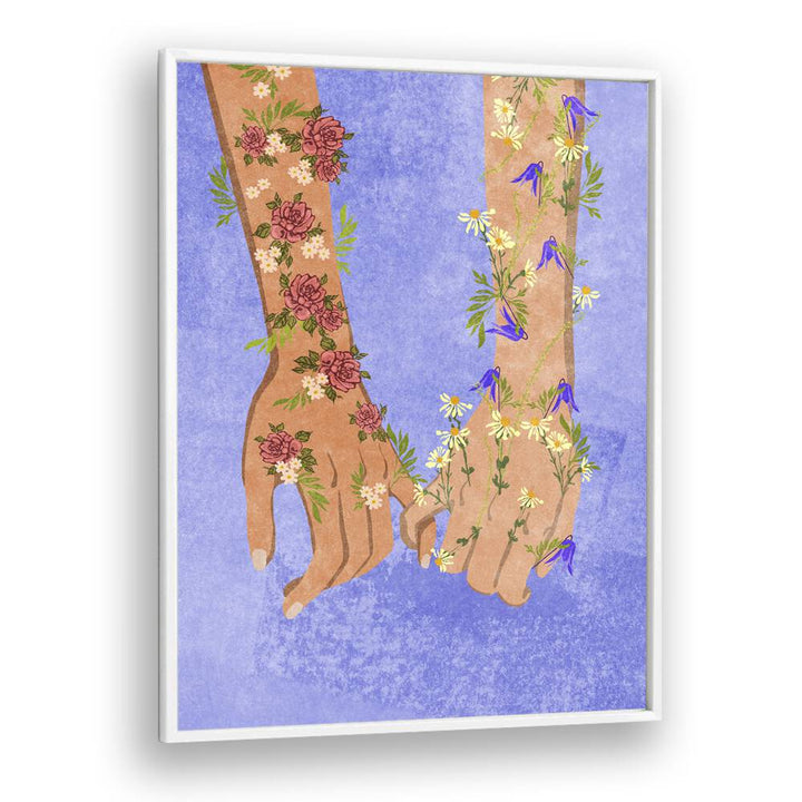 Floral design of hands intertwined, showcasing connection in "HOLDING HANDS, FASHION POSTERS" by Raissa Oltmanns.