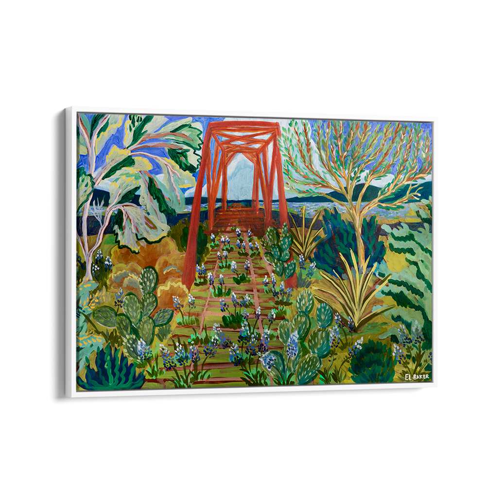 Vibrant TEXAS HILL COUNTRY BRIDGE, LANDSCAPE PAINTINGS showcasing nature's beauty and serene landscapes.