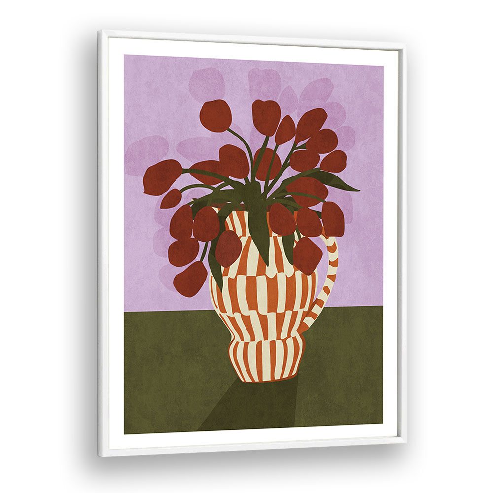 Vibrant FLOWER VASE I, BOHO ART PAINTINGS by Emel Tunaboylu adds charm to any modern home decor.