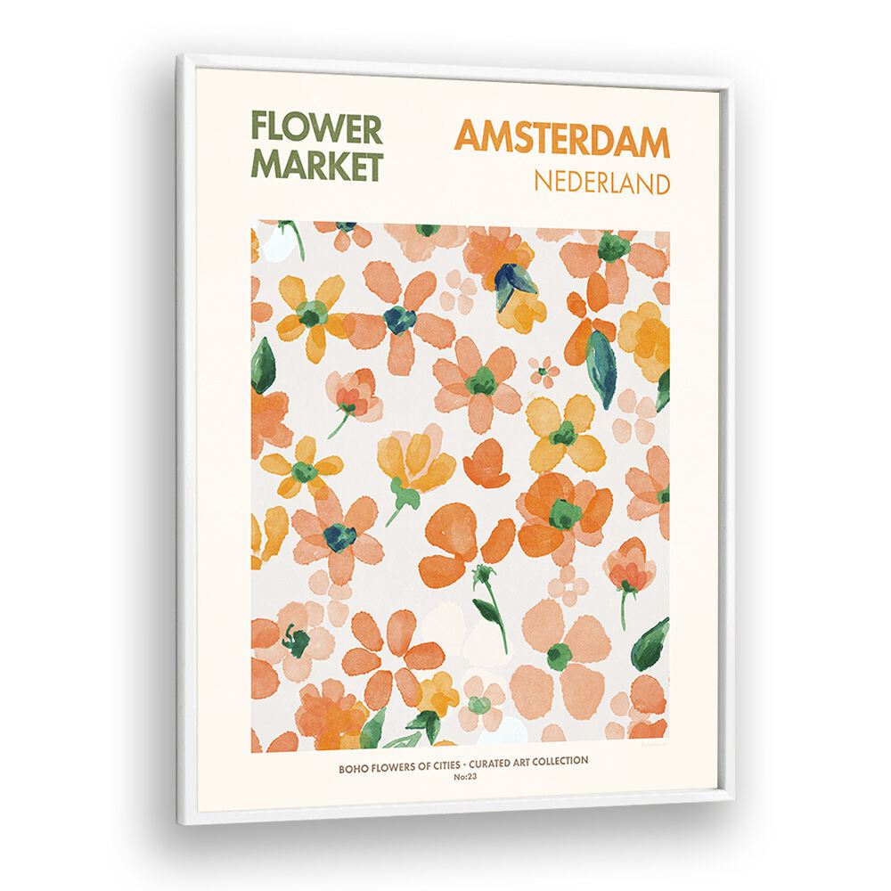 Colorful AMSTERDAM , FLORAL FLOWER PAINTINGS showcasing vibrant blooms, perfect for home decor by Emel Tunaboylu.