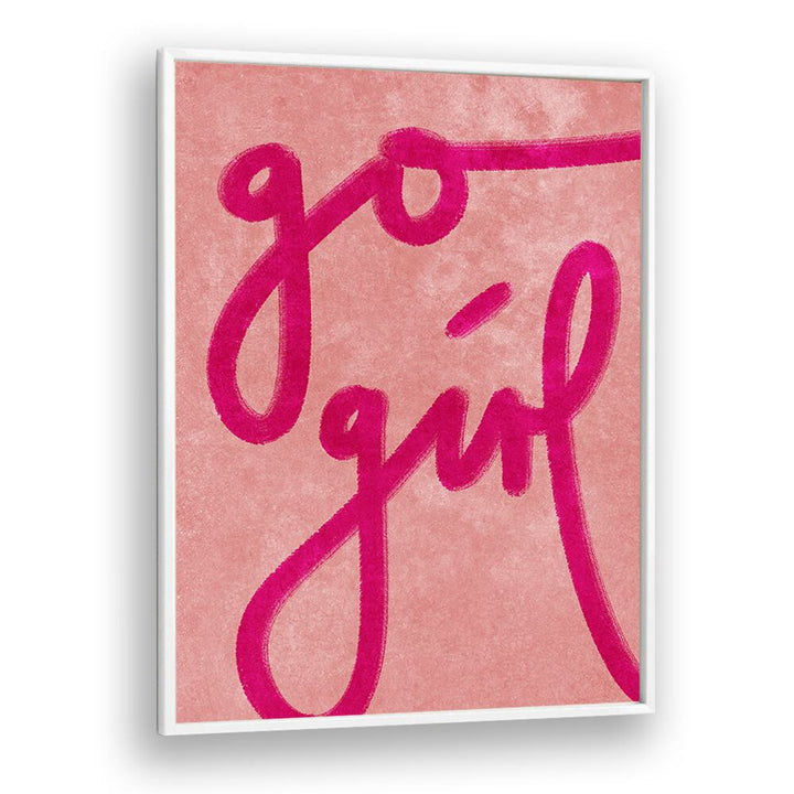 Bold "Go Girl" art print in pink, perfect for stylish decor. Discover more GO GIRL, FASHION POSTERS online!