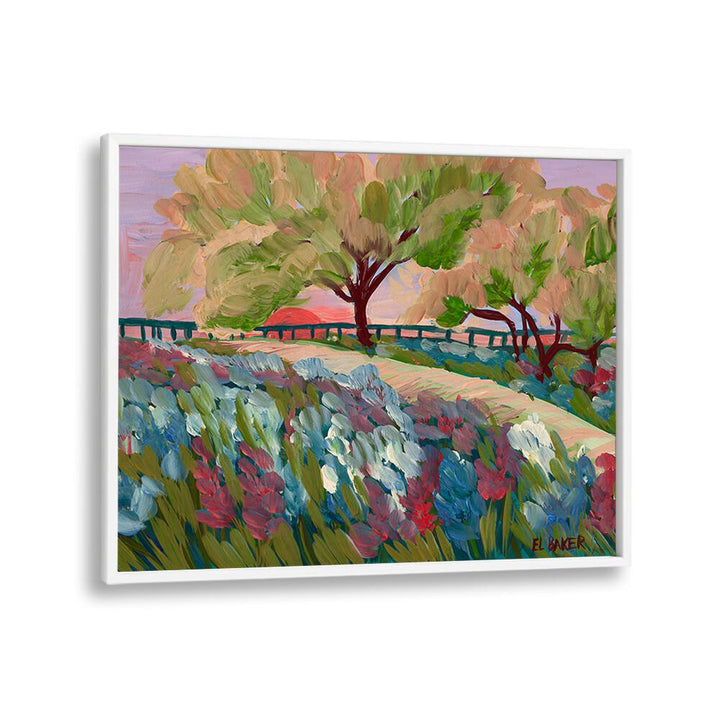 Vibrant HILL COUNTRY SUNRISE, LANDSCAPE PAINTINGS showcasing serene hills and trees, perfect for enhancing your space.