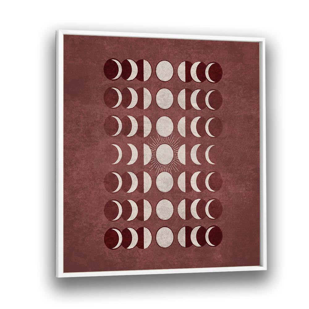 Stylish VISNE MOONS PHASES, BOHO ART PAINTINGS showcasing lunar phases in rich tones for elegant home decor.