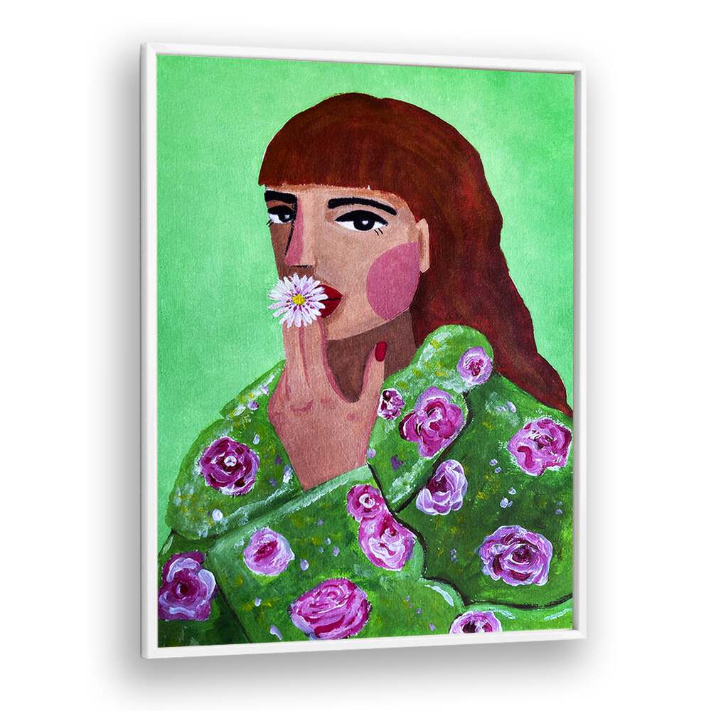 Stylish artwork featuring a woman smoking a flower, perfect for fashion posters by Raissa Oltmanns.