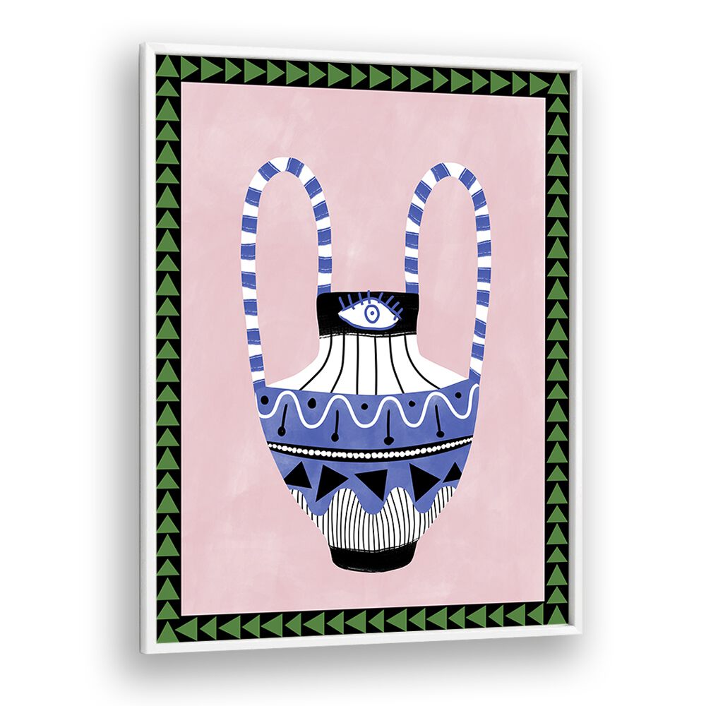 Stunning EVIL EYE VASE, FLORAL FLOWER PAINTINGS by Elena Ristova, adding charm and protection to any decor.