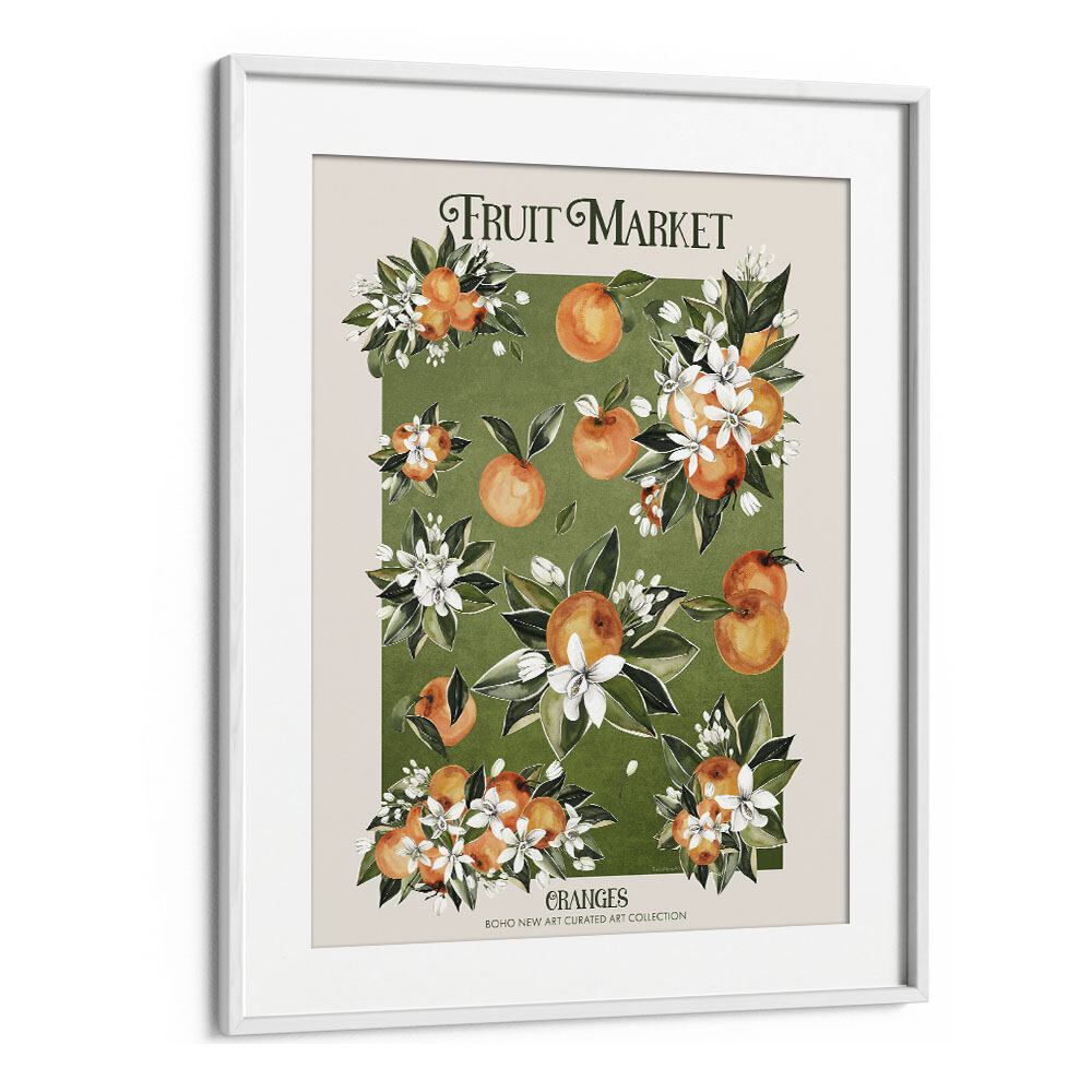 Bright and vibrant FRUIT MARKET ORANGES, FLORAL FLOWER PAINTINGS bring life to any space by Emel Tunaboylu.