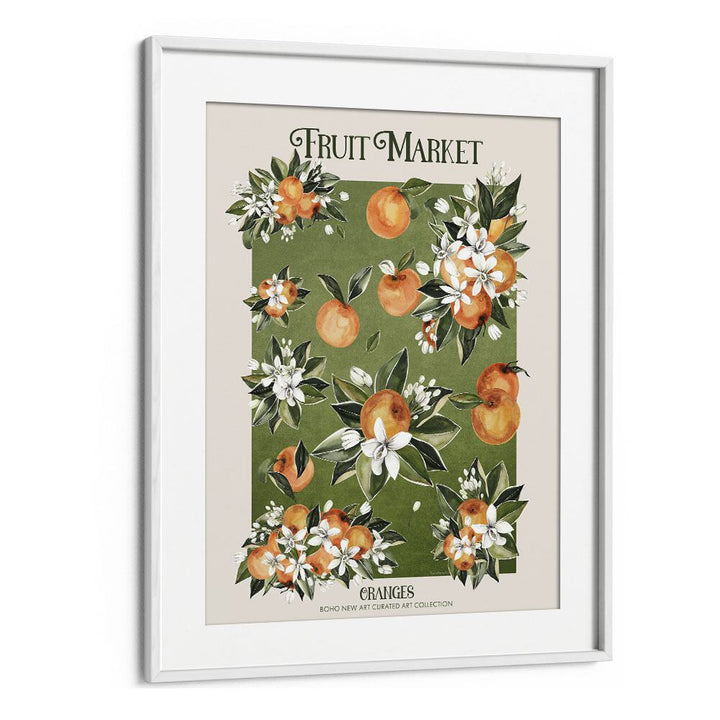 Bright and vibrant FRUIT MARKET ORANGES, FLORAL FLOWER PAINTINGS bring life to any space by Emel Tunaboylu.