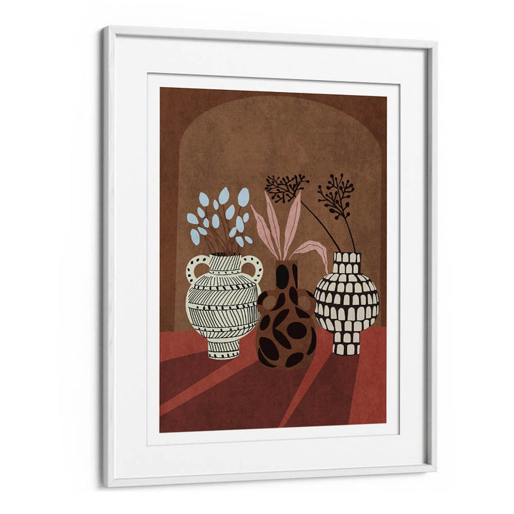 Stylish FLOWER VASE V, BOHO ART PAINTINGS by Emel Tunaboylu enhance any space with vibrant color and design.