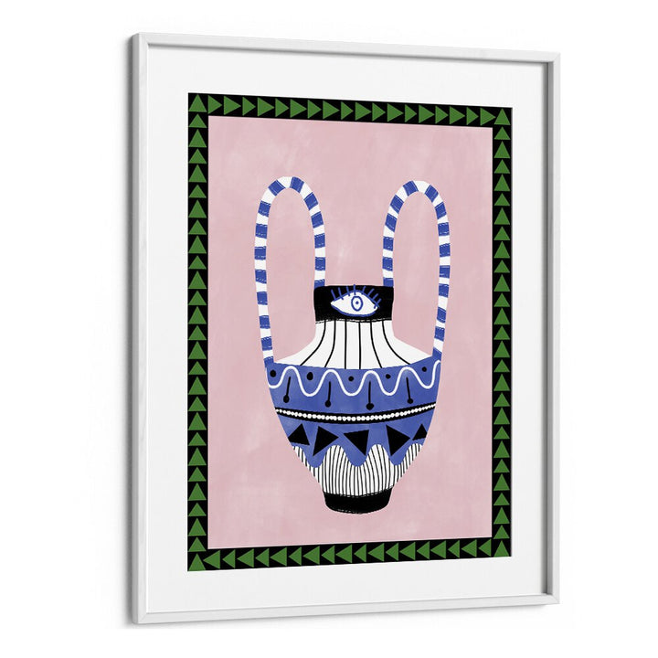 Elegant EVIL EYE VASE art print featuring floral patterns, perfect for home decor by Elena Ristova.