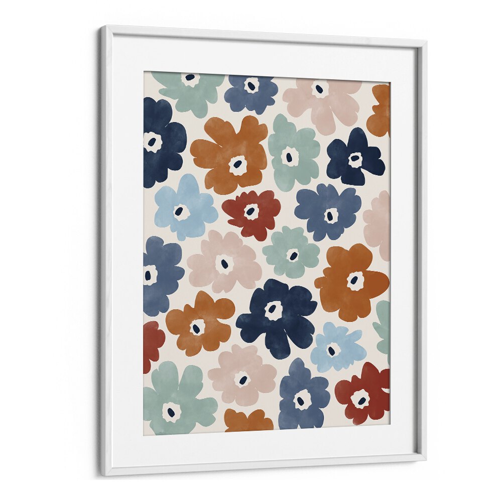 Bright and colorful BLUE TERRACOTTA FLOWERS, FLORAL FLOWER PAINTINGS by Elena Ristova, perfect for enhancing any space.