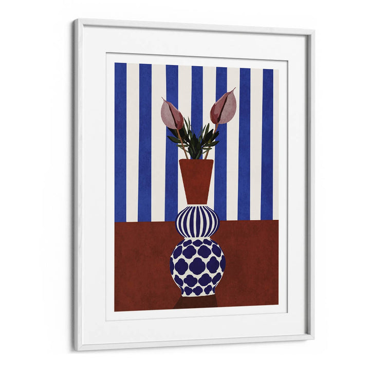 Elegant FLOWER VASE II, BOHO ART PAINTINGS by Emel Tunaboylu, featuring vibrant colors and striking patterns.