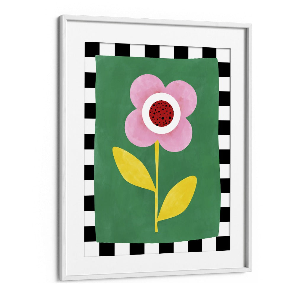 Bright pink flower painting on green background, perfect for floral decor. Explore PINK FLOWER, FLORAL FLOWER PAINTINGS.