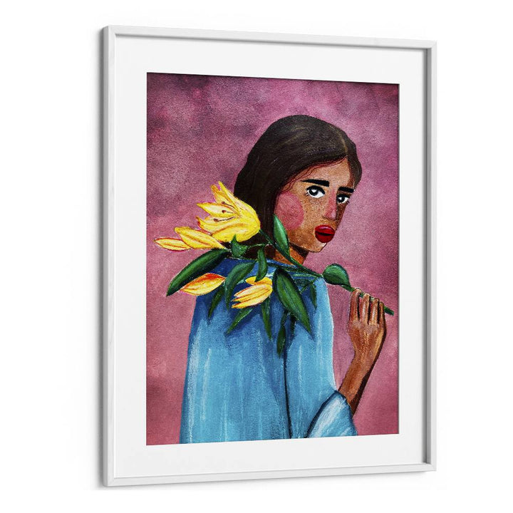 WOMAN WITH LILY, FASHION POSTERS showcase a stunning art piece by Raissa Oltmanns, perfect for elevating your space.