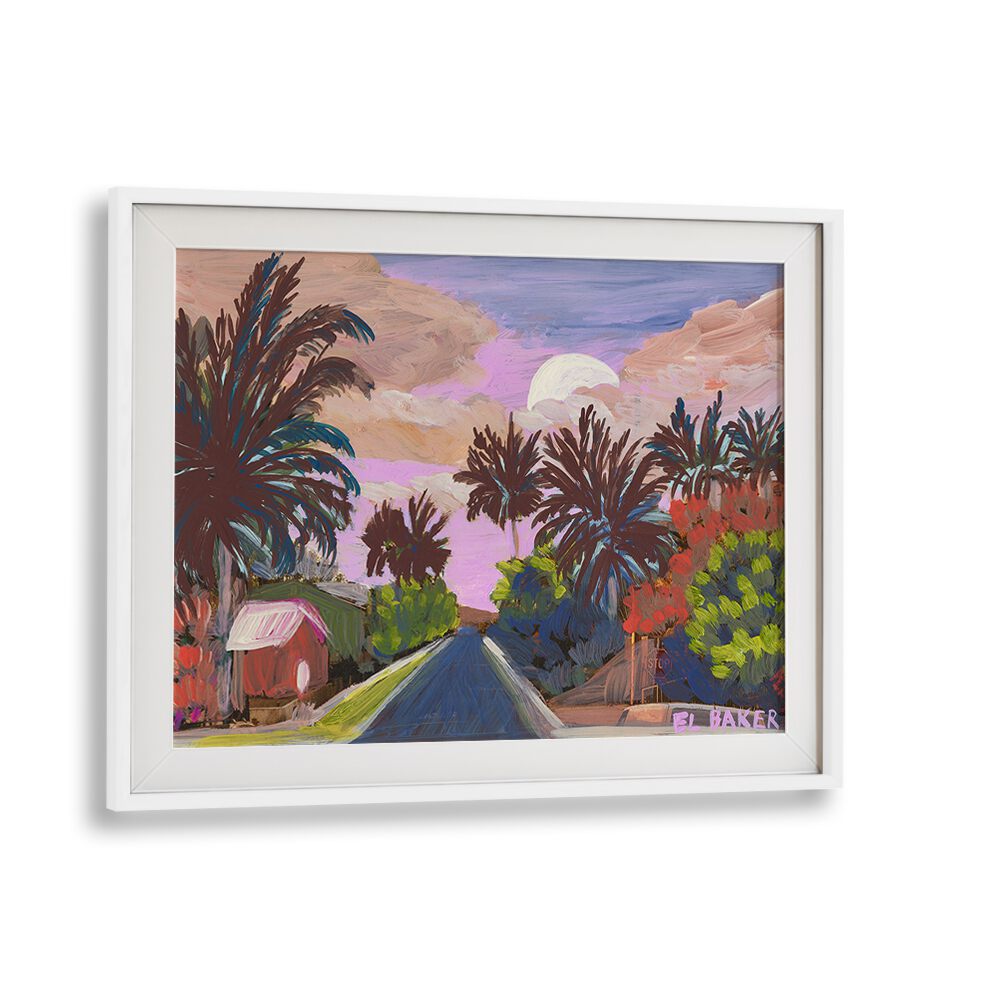 Vibrant COUNTRY ROAD, LANDSCAPE PAINTINGS showcasing a serene sunset and lush greenery, perfect for home decor.
