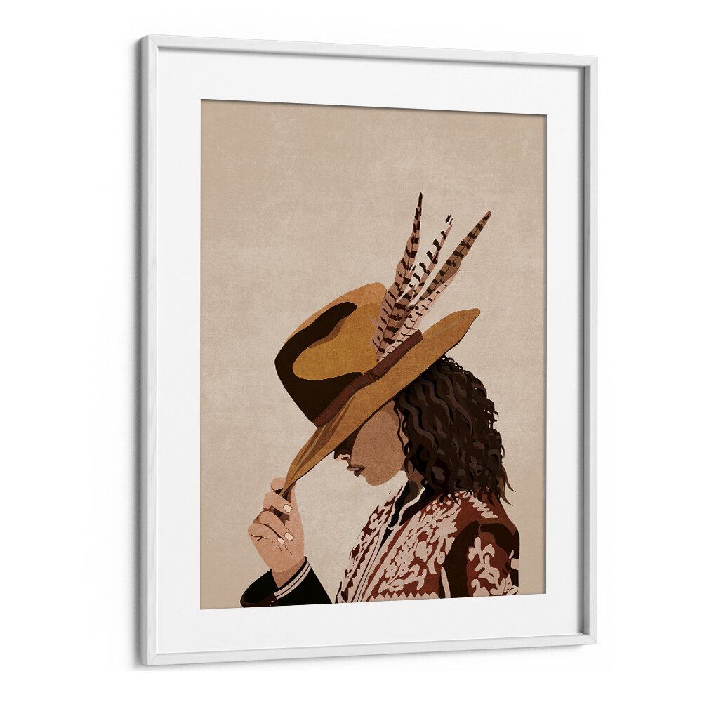 Stylish brunette portrait featuring a woman in a hat, perfect for elegant decor by Emel Tunaboylu. BRUNETTE, PORTRAITS.