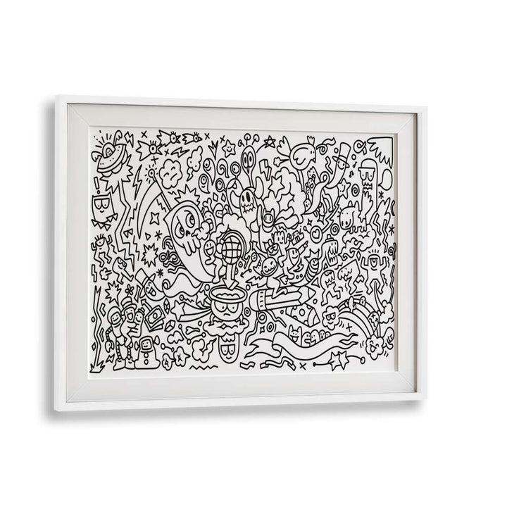FRANTIC FABLES B&W , DOODLE ART PAINTINGS