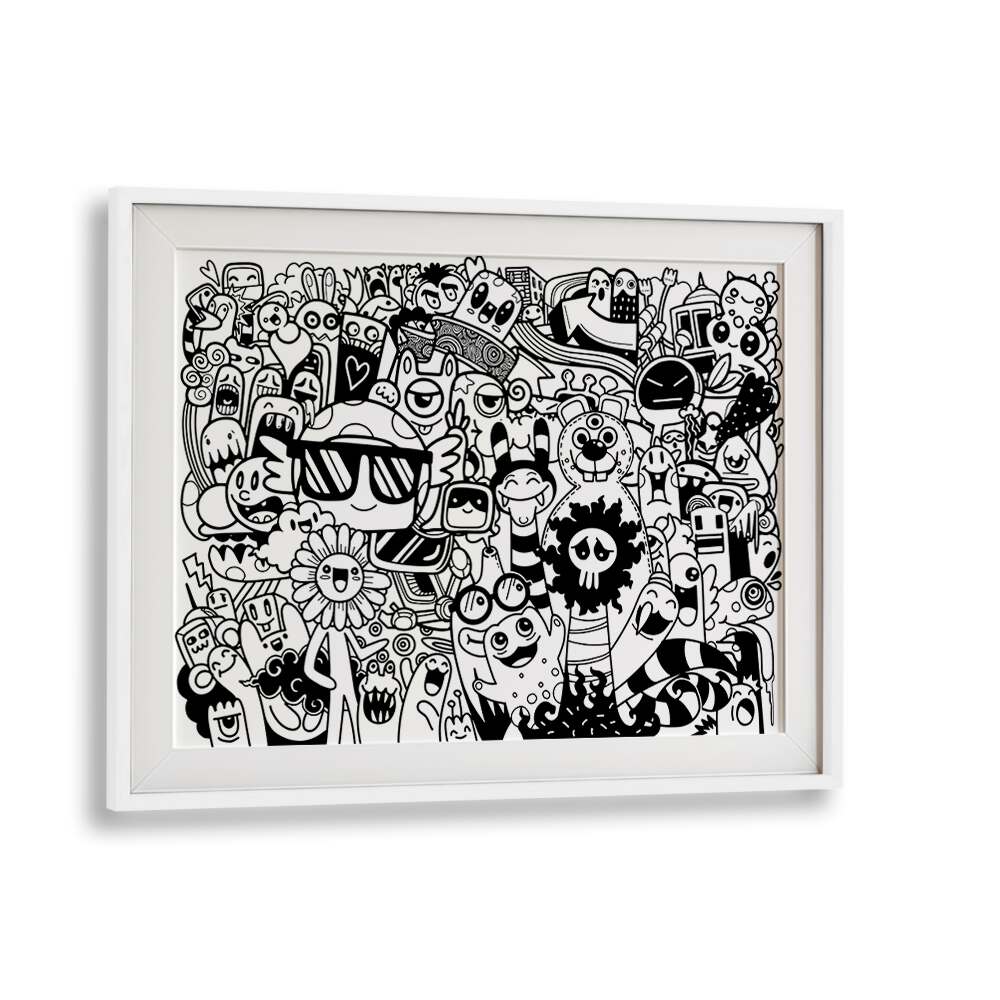 Vibrant BEASTIE BONANZA II, DOODLE ART PAINTINGS showcase whimsical characters in a framed masterpiece. Perfect for creativity!