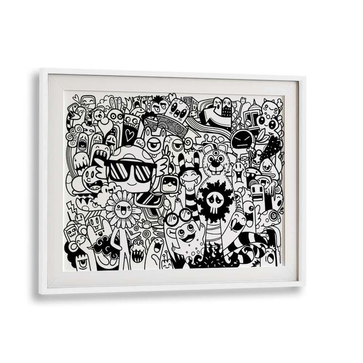 Vibrant BEASTIE BONANZA II, DOODLE ART PAINTINGS showcase whimsical characters in a framed masterpiece. Perfect for creativity!