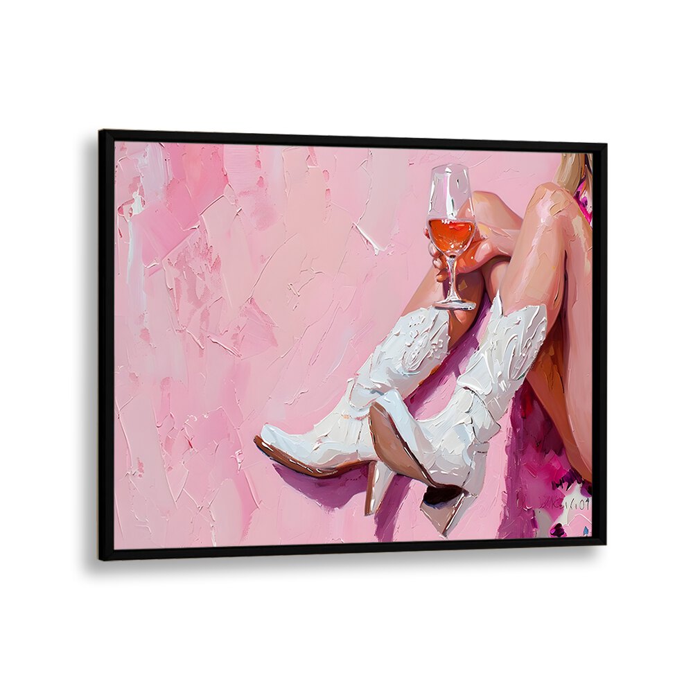 “WINE AND BOOTED, VIBRANT art print showcases playful elegance with a lively design perfect for any space.”