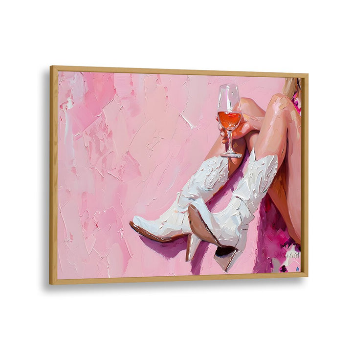 Vibrant "Wine and Booted" art print adds playful elegance to your space with its electric colors and stylish flair.