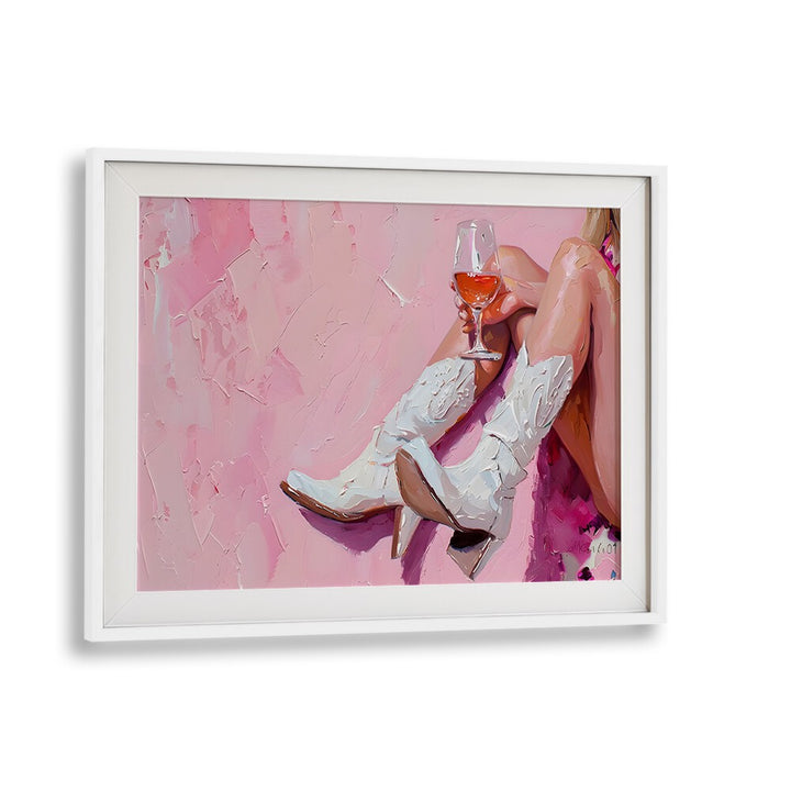Vibrant art print "Wine and Booted," featuring lively colors and playful elegance for your decor. Perfect for any space.