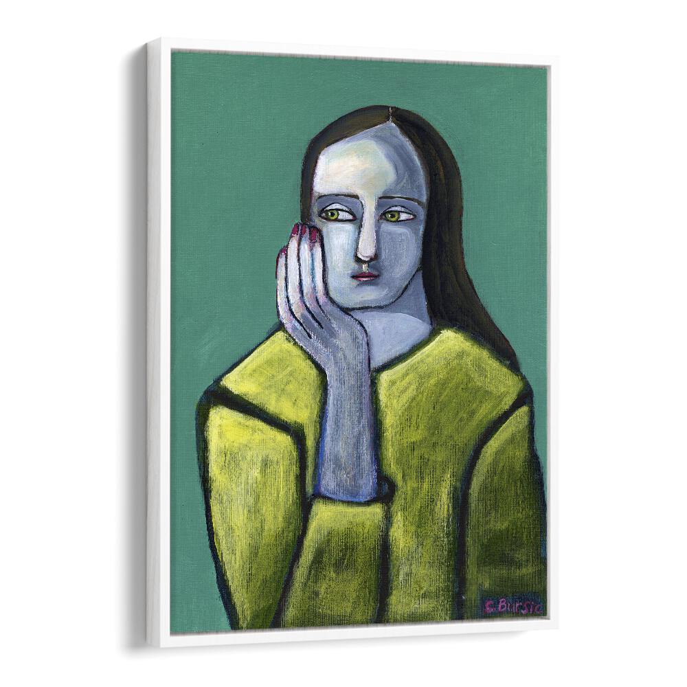 Captivating "Woman With Big Hands, Portraits" illustration by Sharyn Bursic, perfect for elevating your space.
