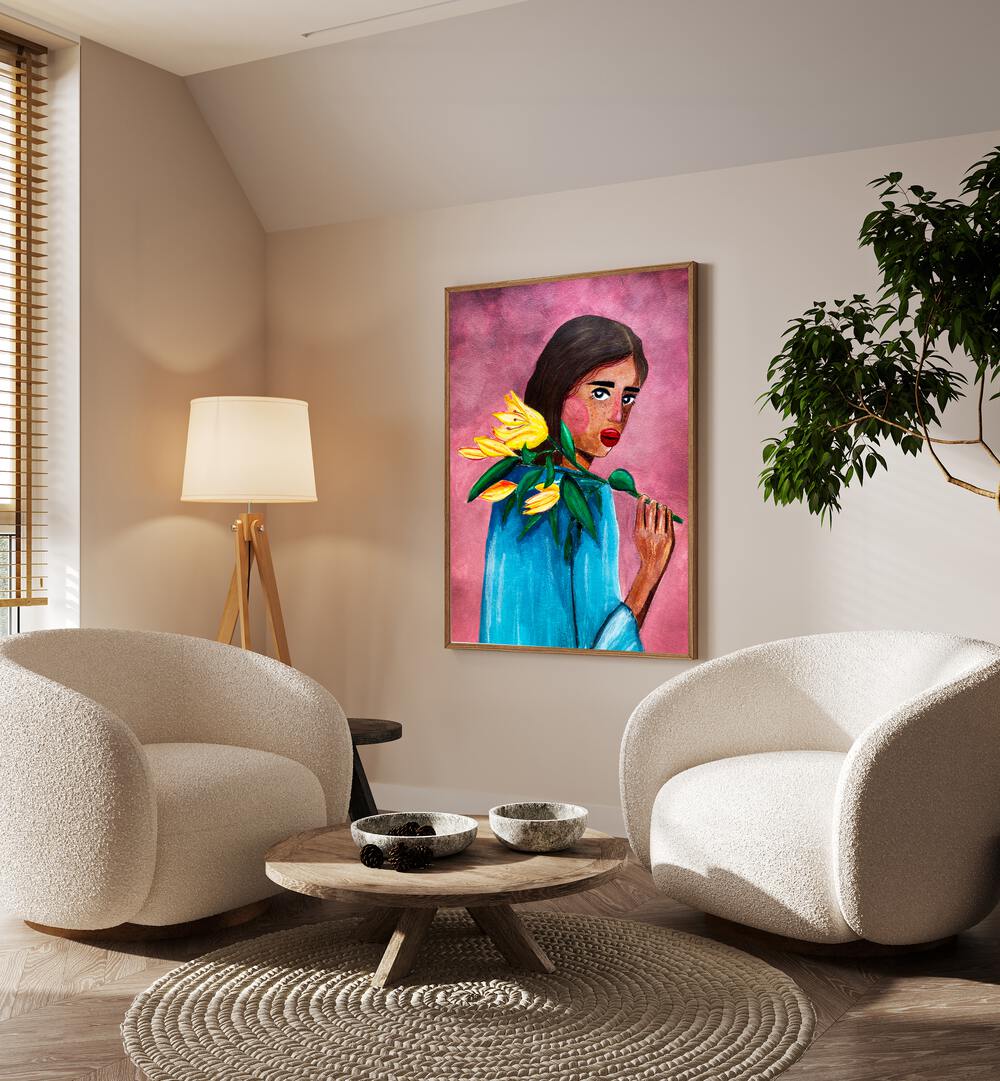 Elegant WOMAN WITH LILY, FASHION POSTERS adorn your space with Raissa Oltmanns' captivating art piece.