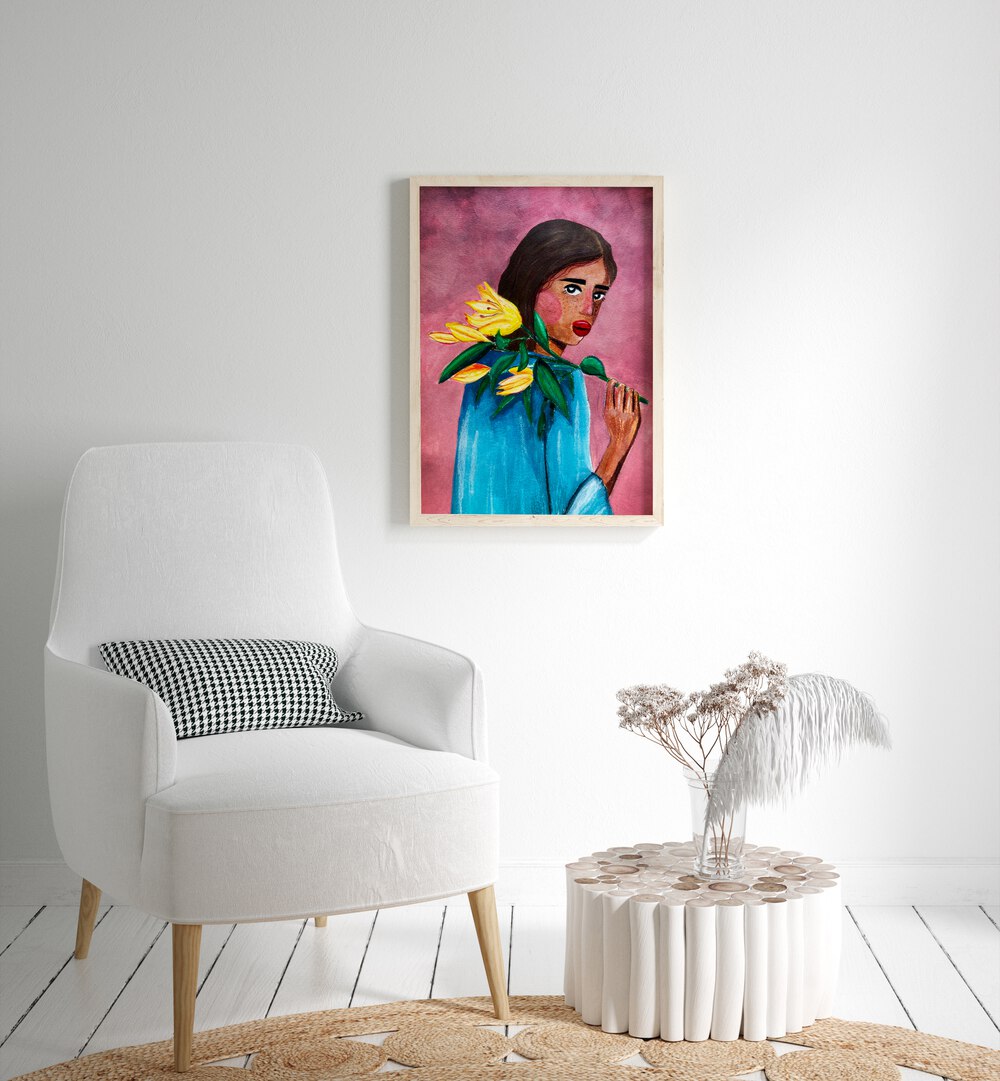 Stunning WOMAN WITH LILY, FASHION POSTERS by Raissa Oltmanns, perfect for elevating your art collection.
