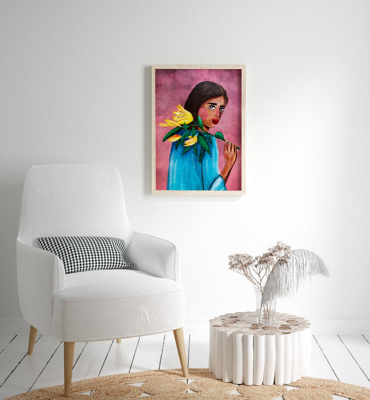 Stunning WOMAN WITH LILY, FASHION POSTERS by Raissa Oltmanns, perfect for elevating your art collection.