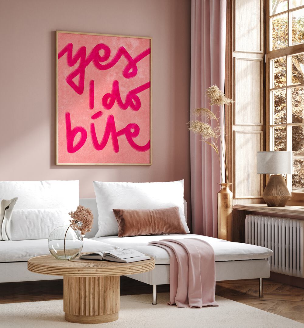 Bold "YES I DO BITE, QUOTES" poster by Raissa Oltmanns adds contemporary elegance to your living space.