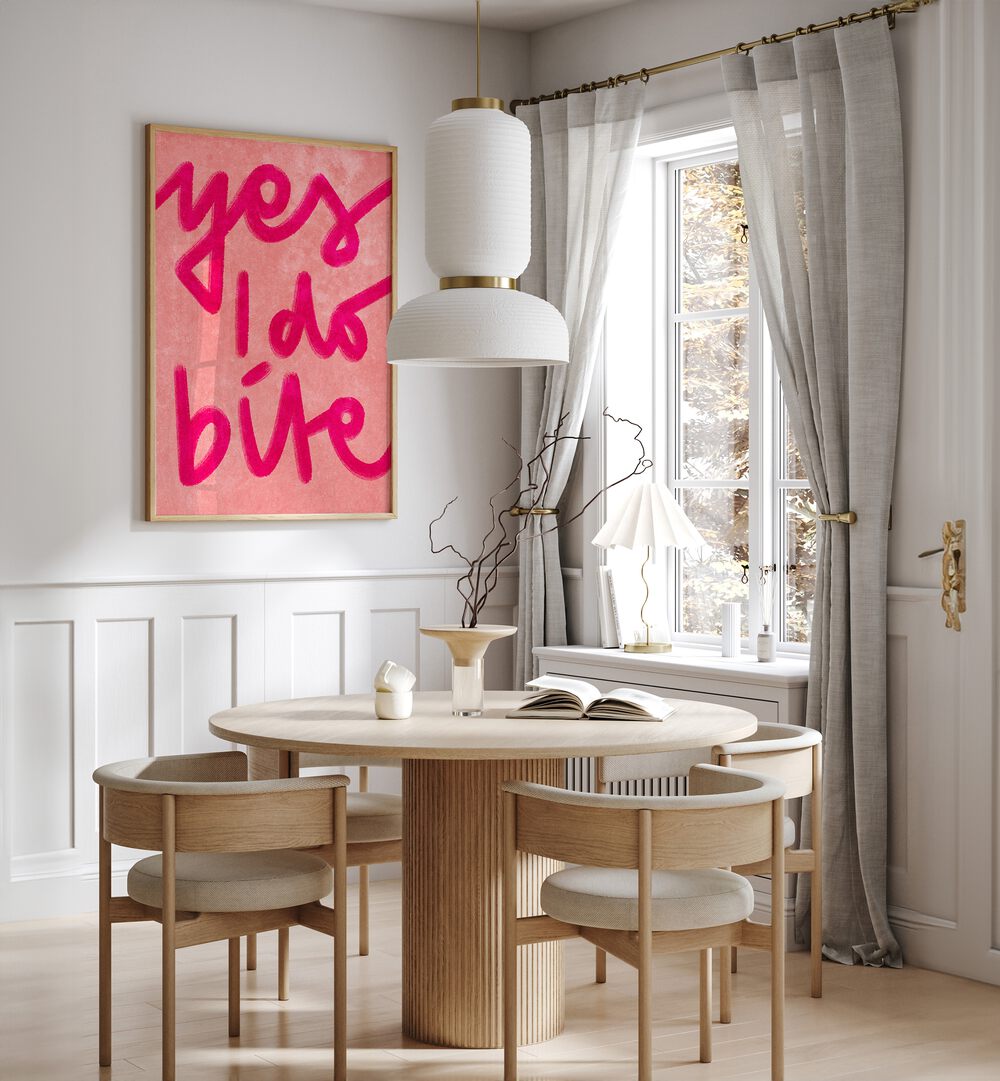 Bright and bold "YES I DO BITE, QUOTES" poster elevates modern living spaces with artistic flair by Raissa Oltmanns.
