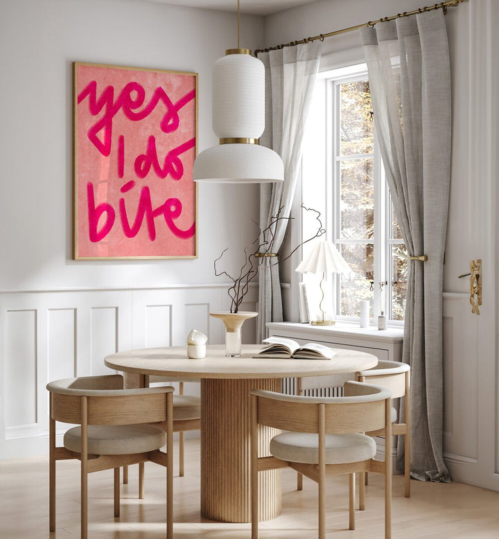 Bright and bold "YES I DO BITE, QUOTES" poster elevates modern living spaces with artistic flair by Raissa Oltmanns.