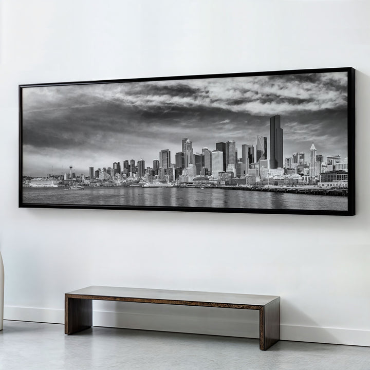 AMAZING PANORAMA OF THE WATERFRONT IN SEATTLE , PANORAMIC ART