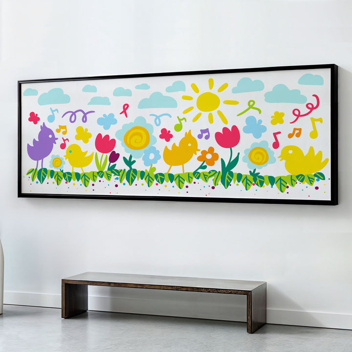 FLOWERS BIRDS BANNERS , PANORAMIC ART