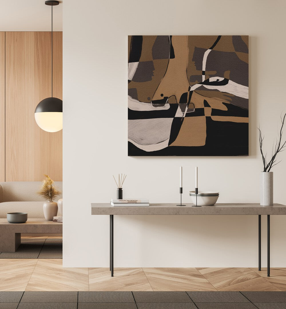 Stylish interior featuring AWAKENING I, ABSTRACT PAINTINGS, enhancing modern decor with transformative artistry.