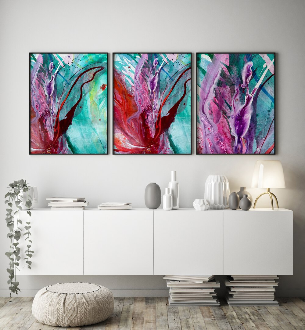 ARTFUL EXPRESSIONS SET , SET OF 3 PAINTINGS