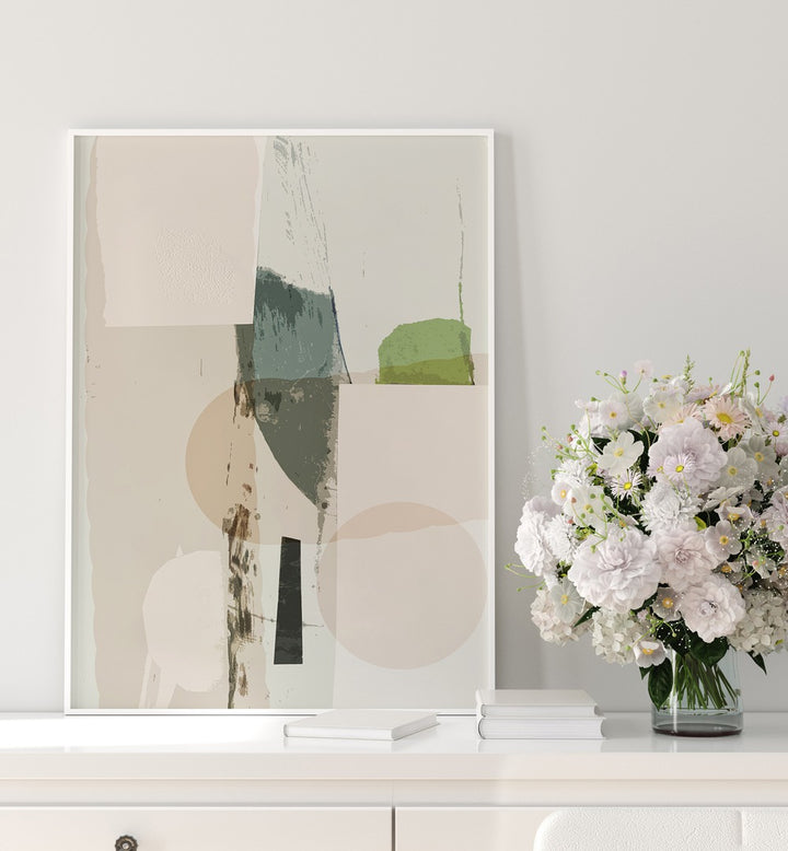 Transform your space with ABSTRACT NEUTRAL, ABSTRACT PAINTINGS in soothing beige and green tones. Perfect for modern decor.